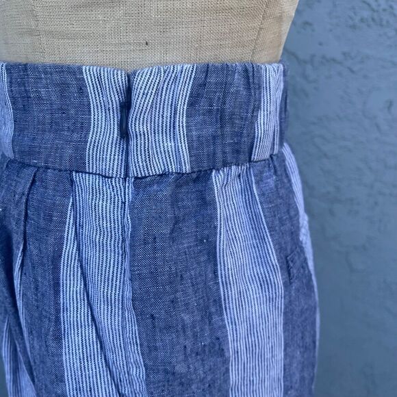 Gap Womens Linen Wide Leg Pants Size Small Striped Nautical culottes - Picture 7 of 14